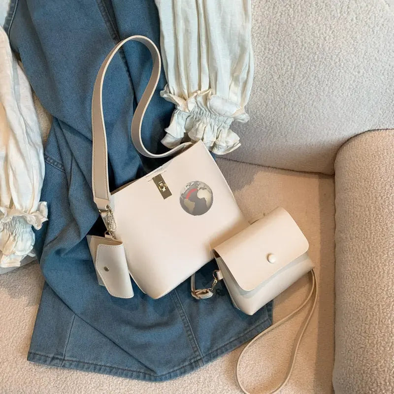 3piece set with a Shoulder Bag, Purse and Clutch Mode Fashion