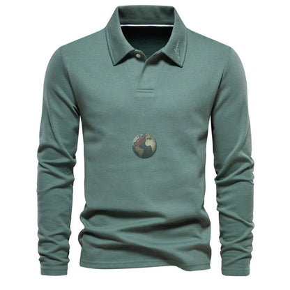 Men's Long - Sleeved Polo Shirt – Stylish, Casual Solid Color Top - Xandu Limited