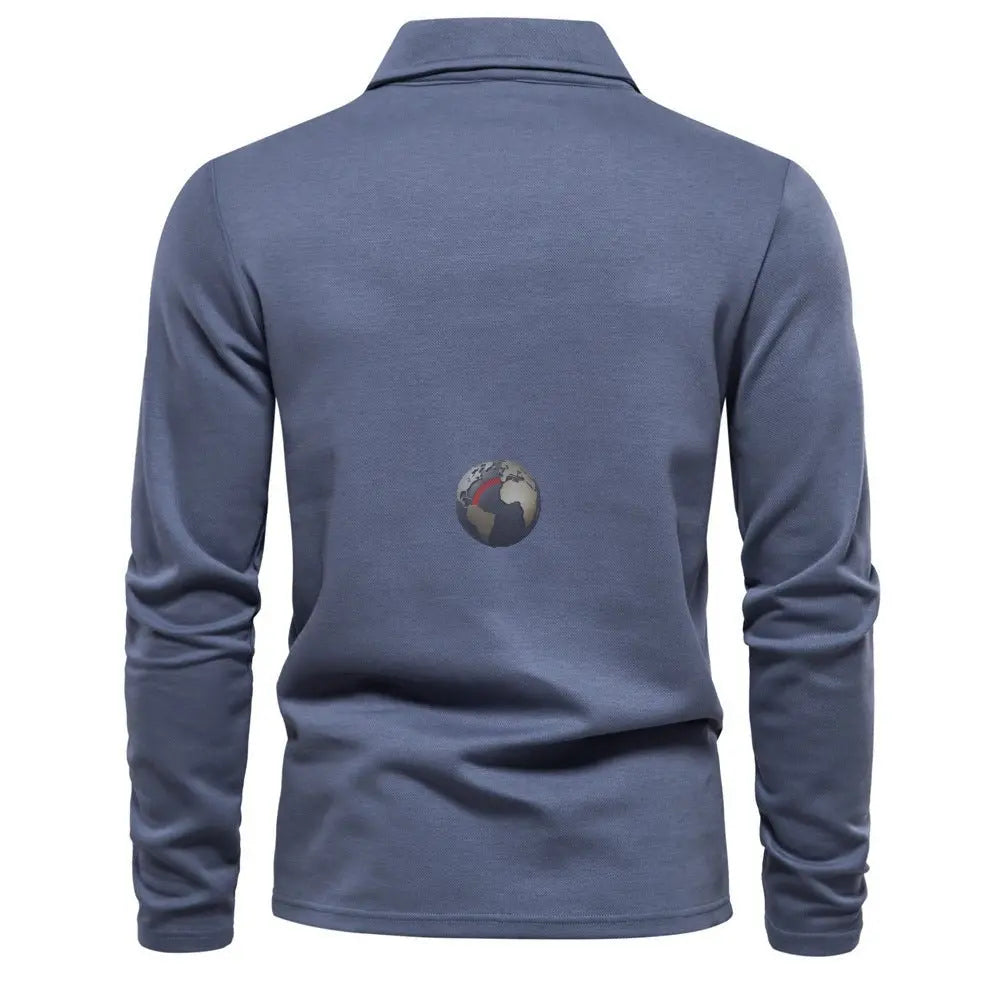Men's Long - Sleeved Polo Shirt – Stylish, Casual Solid Color Top - Xandu Limited