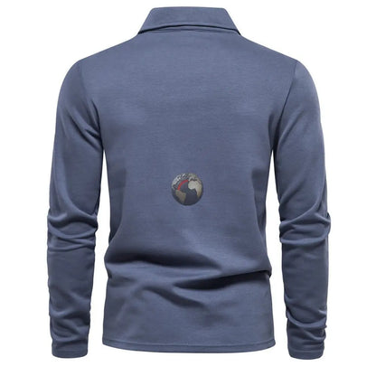 Men's Long - Sleeved Polo Shirt – Stylish, Casual Solid Color Top - Xandu Limited