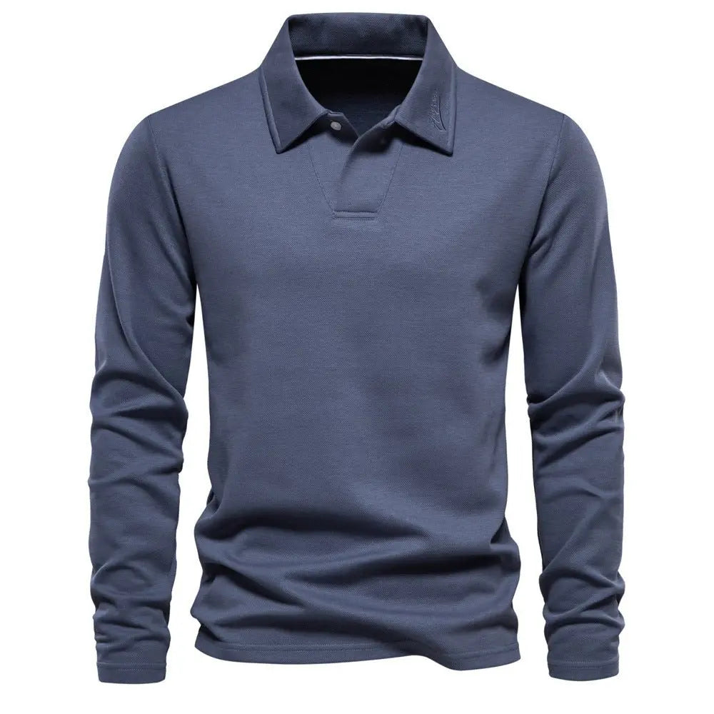 Men's Long - Sleeved Polo Shirt – Stylish, Casual Solid Color Top - Xandu Limited