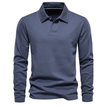 Men's Long - Sleeved Polo Shirt – Stylish, Casual Solid Color Top - Xandu Limited