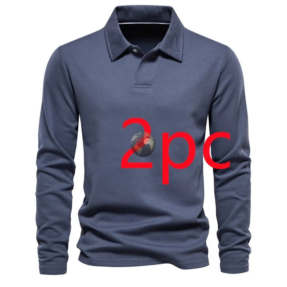 Men's Long - Sleeved Polo Shirt – Stylish, Casual Solid Color Top - Xandu Limited