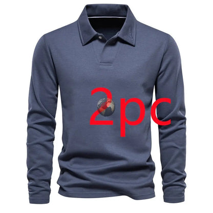 Men's Long - Sleeved Polo Shirt – Stylish, Casual Solid Color Top - Xandu Limited