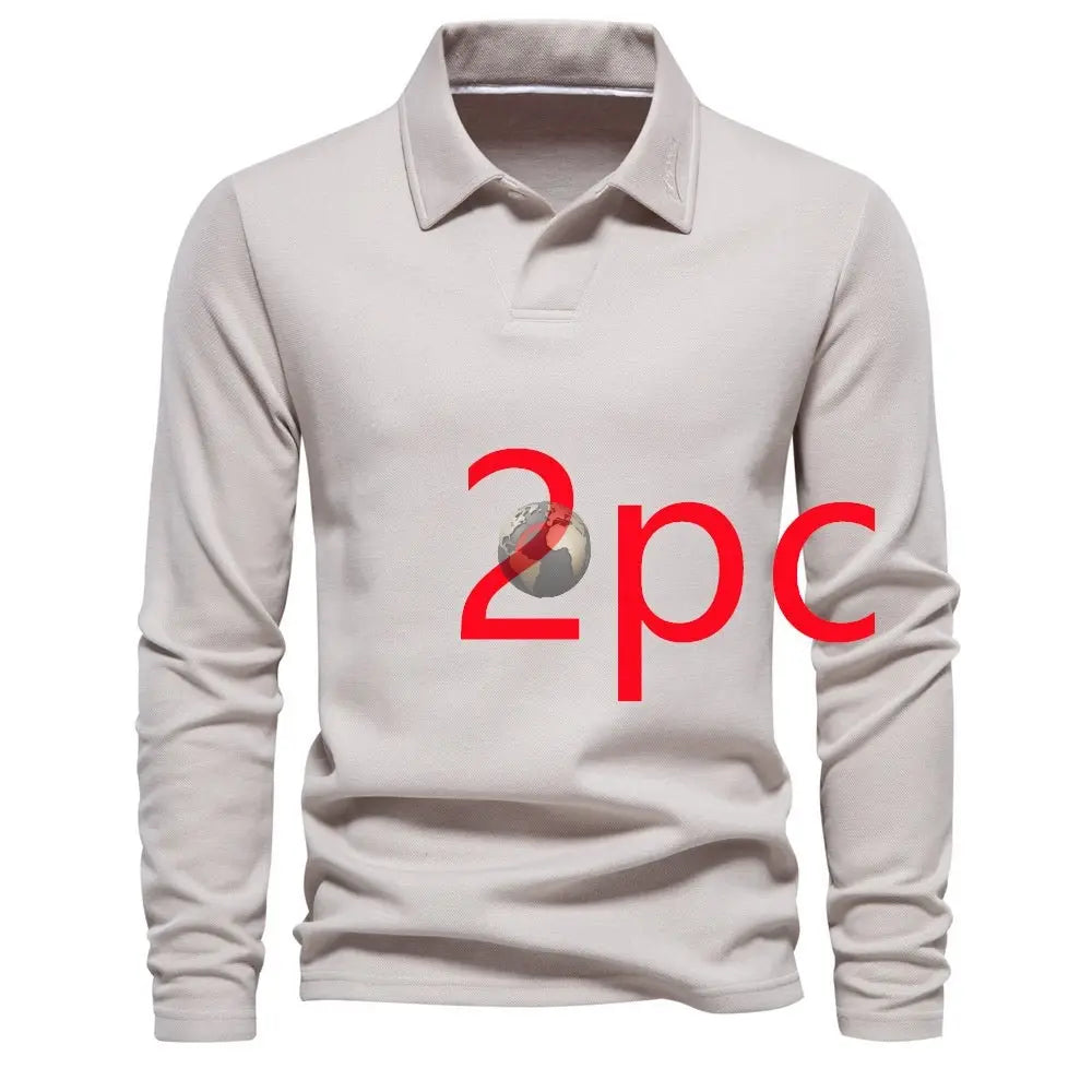 Men's Long - Sleeved Polo Shirt – Stylish, Casual Solid Color Top - Xandu Limited